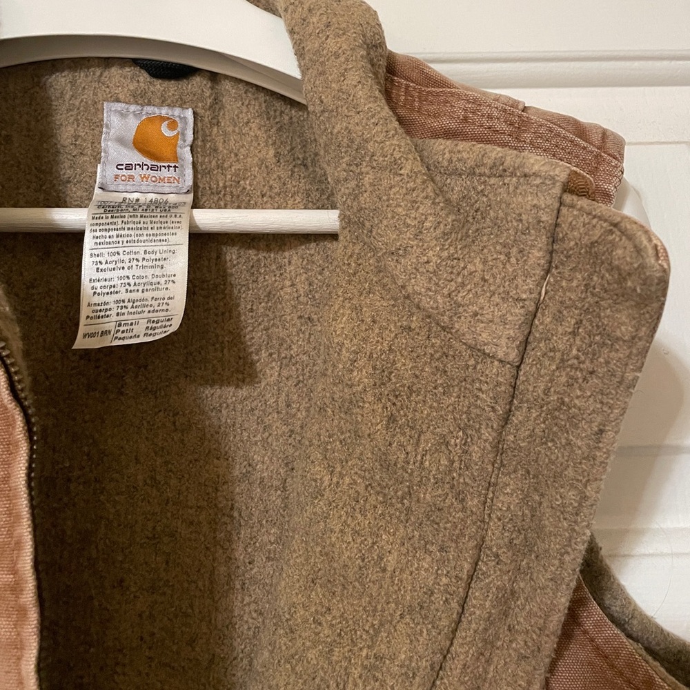 Carhartt Women's Vintage Fleece-Lined Mock-Neck Duck Canvas Vest Size Small - Picture 6 of 14